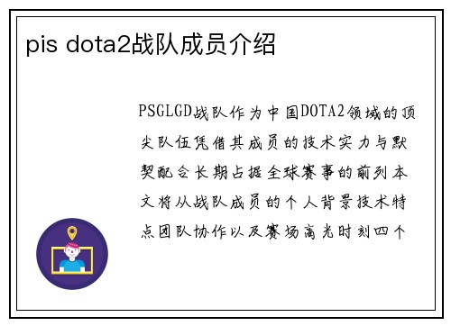 pis dota2战队成员介绍